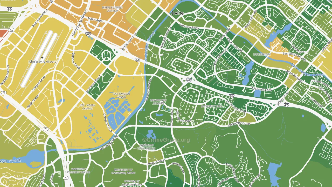 Rancho San Joaquin, Irvine, CA Map of Vehicle Theft Rates