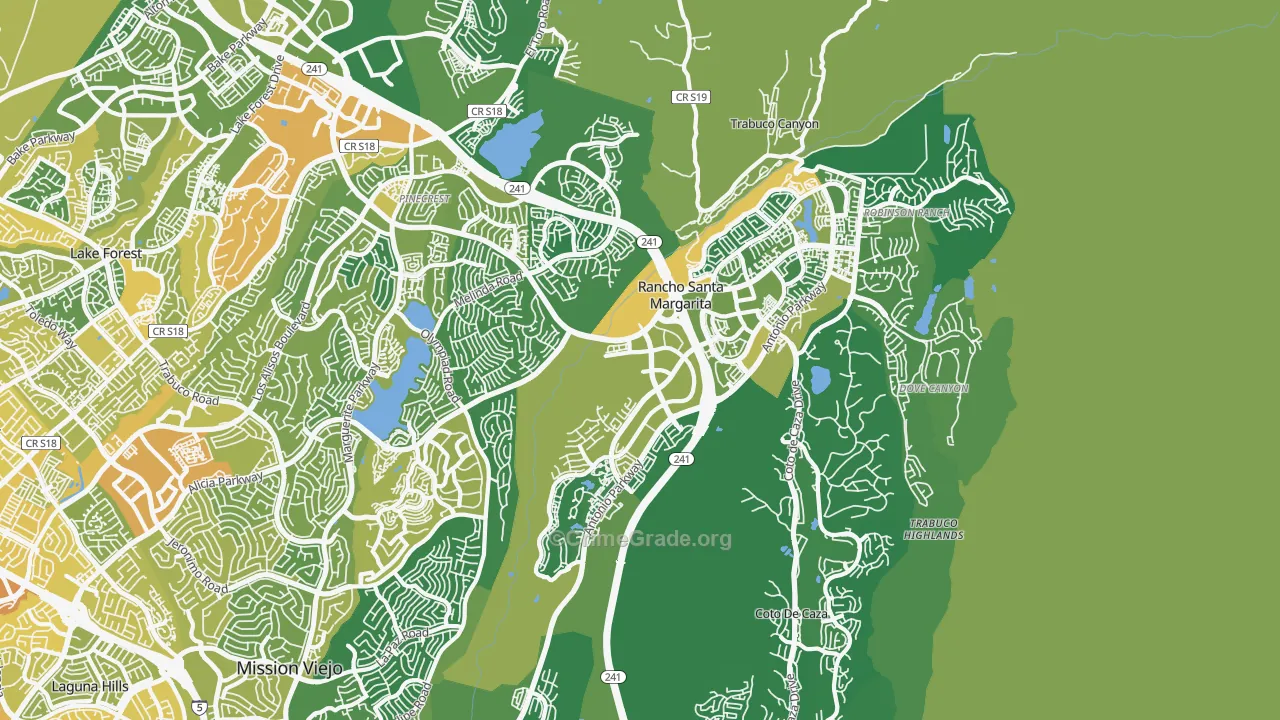 Rancho Santa Margarita, CA Map of Vehicle Theft Rates