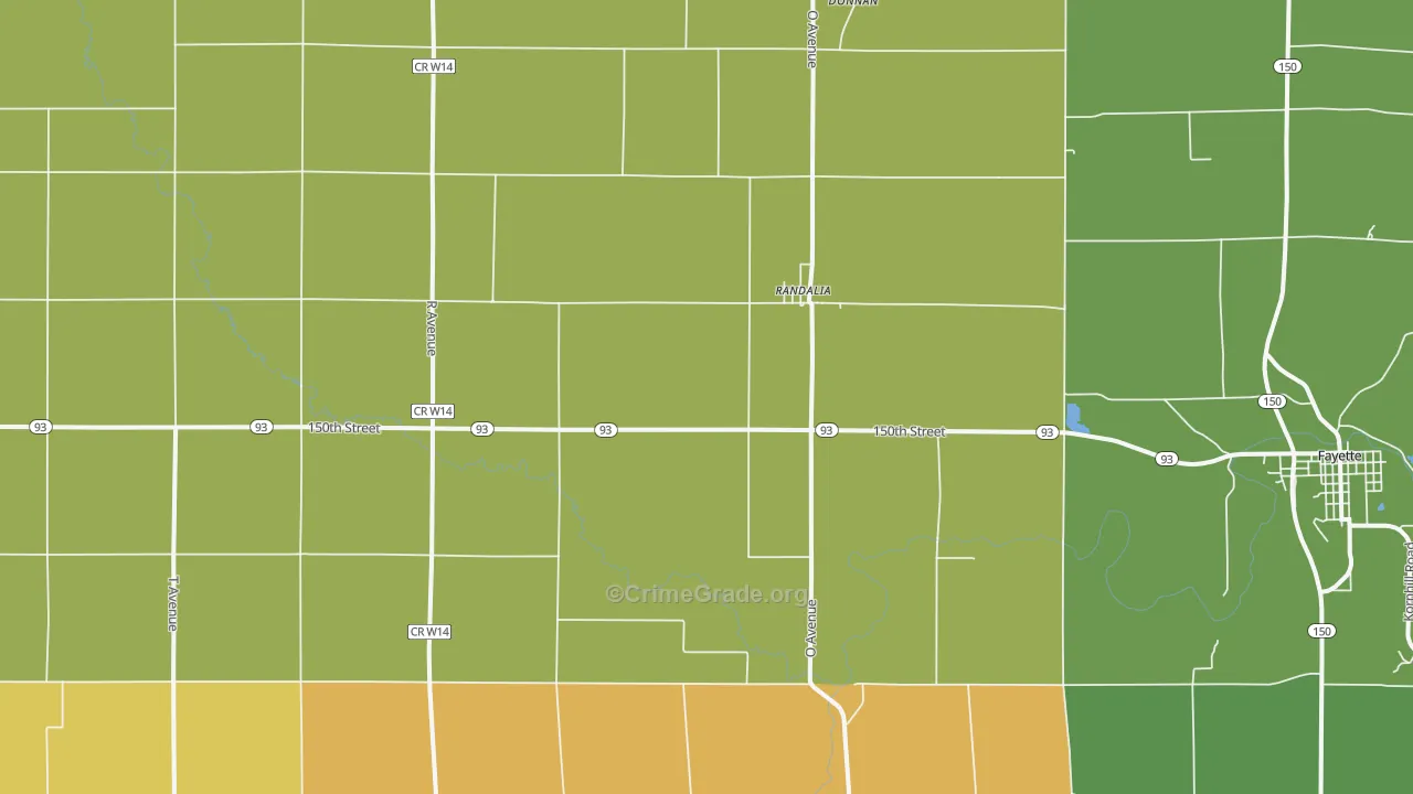 Randalia, IA Map of Vehicle Theft Rates
