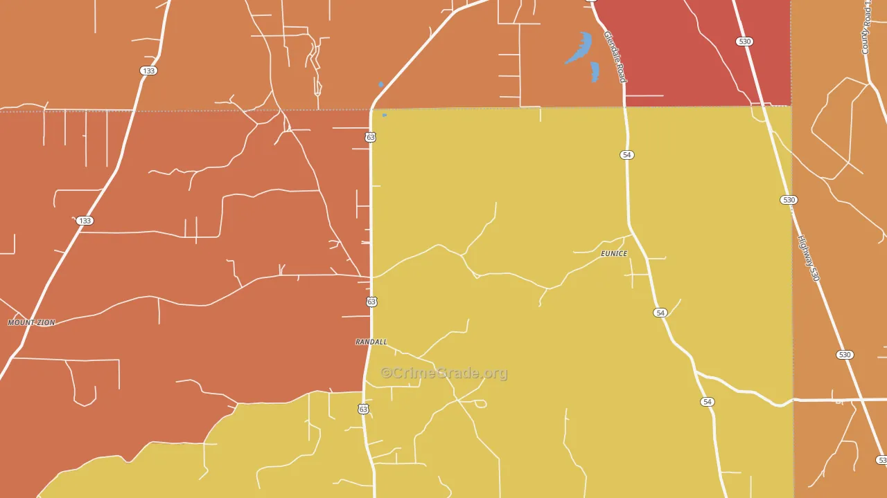 Randall, AR Map of Vehicle Theft Rates