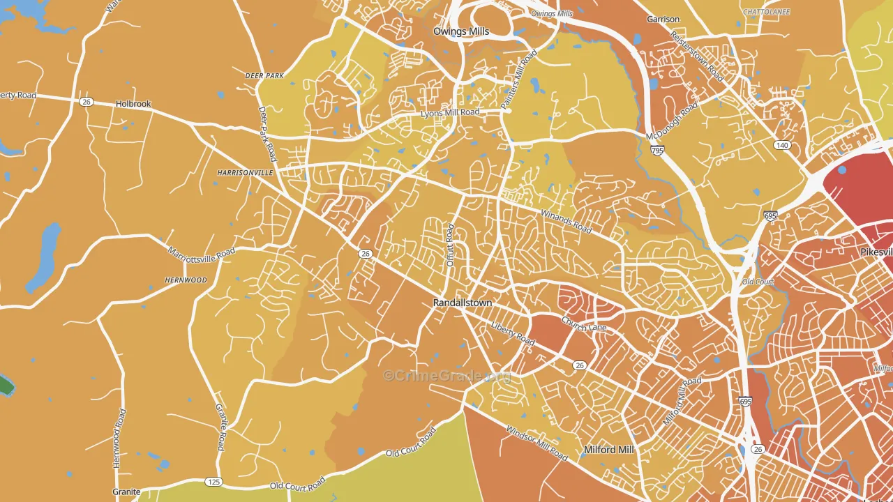 Randallstown, MD Map of Vehicle Theft Rates