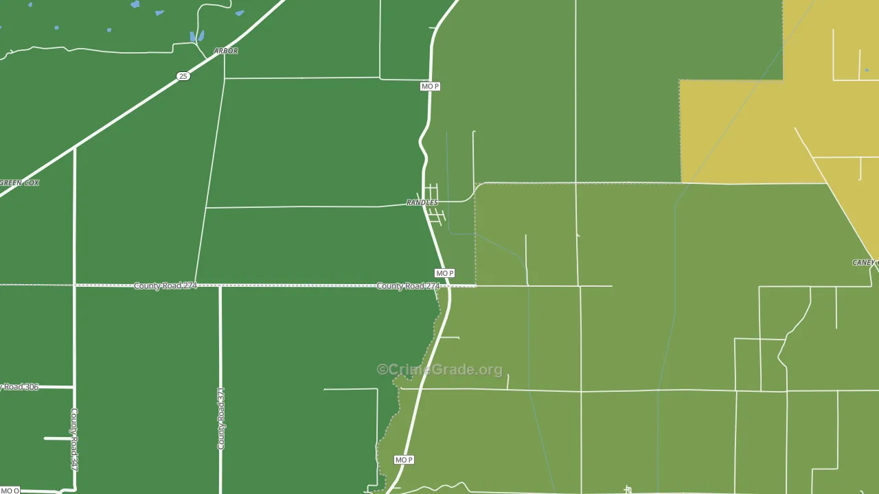 Randles, MO Map of Vehicle Theft Rates