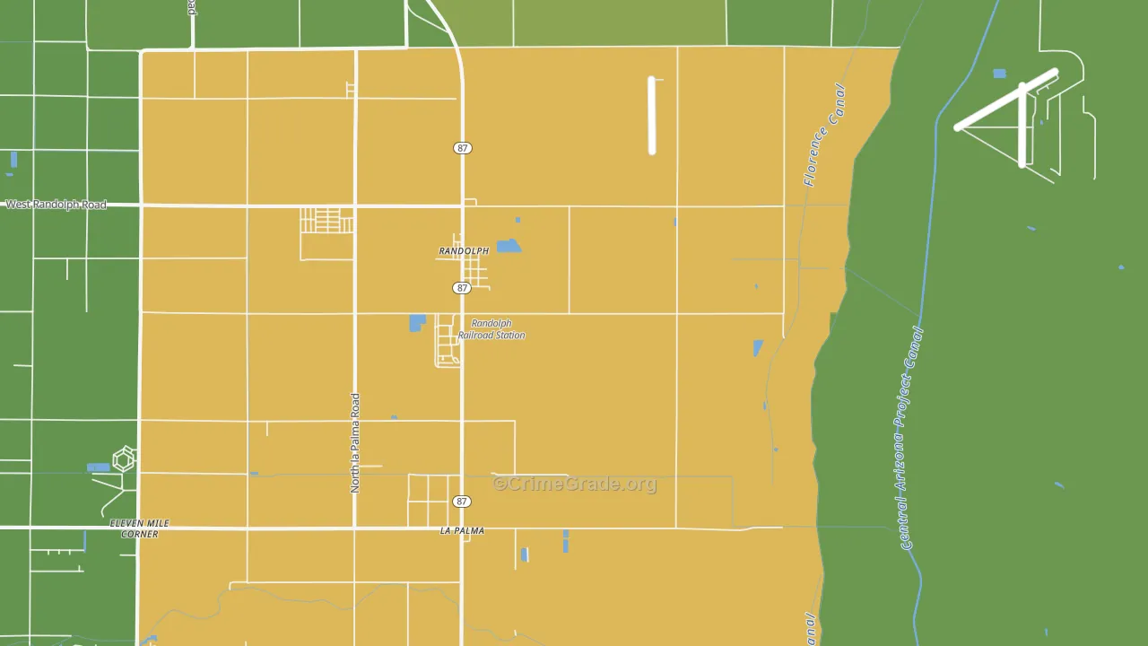 Randolph, AZ Map of Vehicle Theft Rates