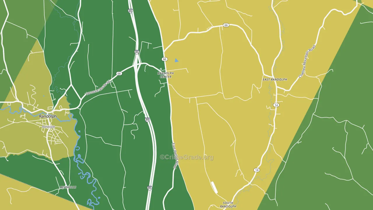 Randolph Center, VT Map of Vehicle Theft Rates