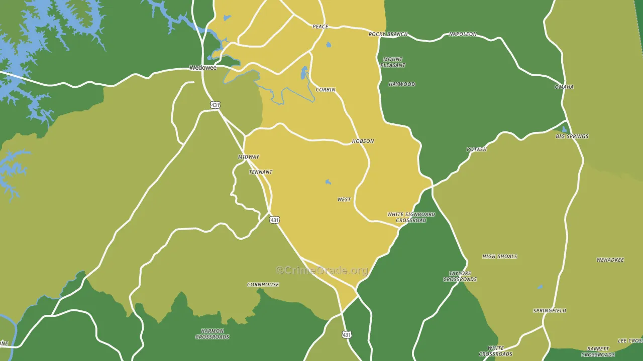 Randolph County, AL Map of Vehicle Theft Rates