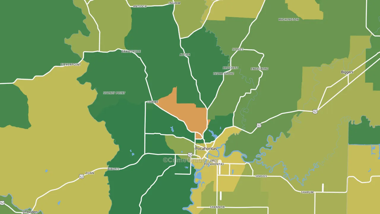 Randolph County, AR Map of Vehicle Theft Rates