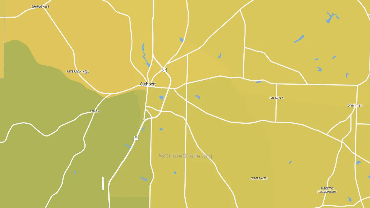 Randolph County, GA Map of Vehicle Theft Rates