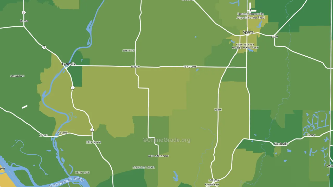 Randolph County, IL Map of Vehicle Theft Rates