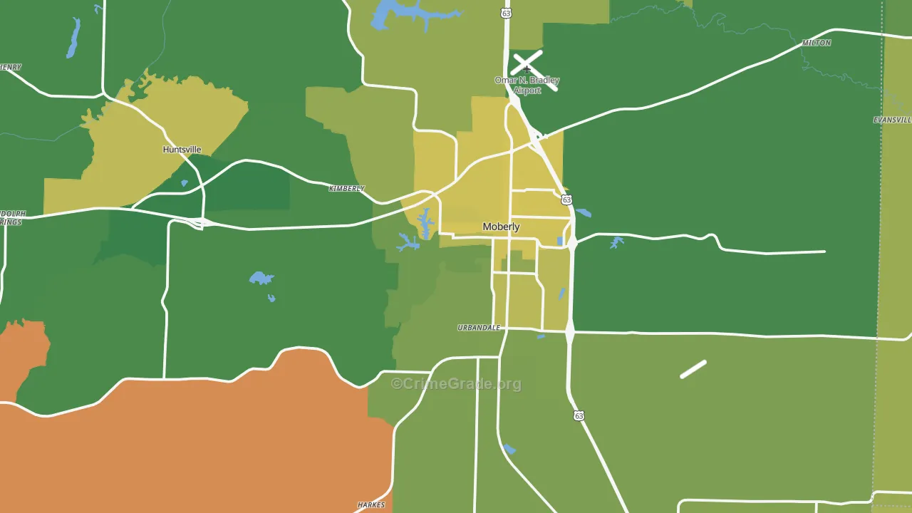 Randolph County, MO Map of Vehicle Theft Rates
