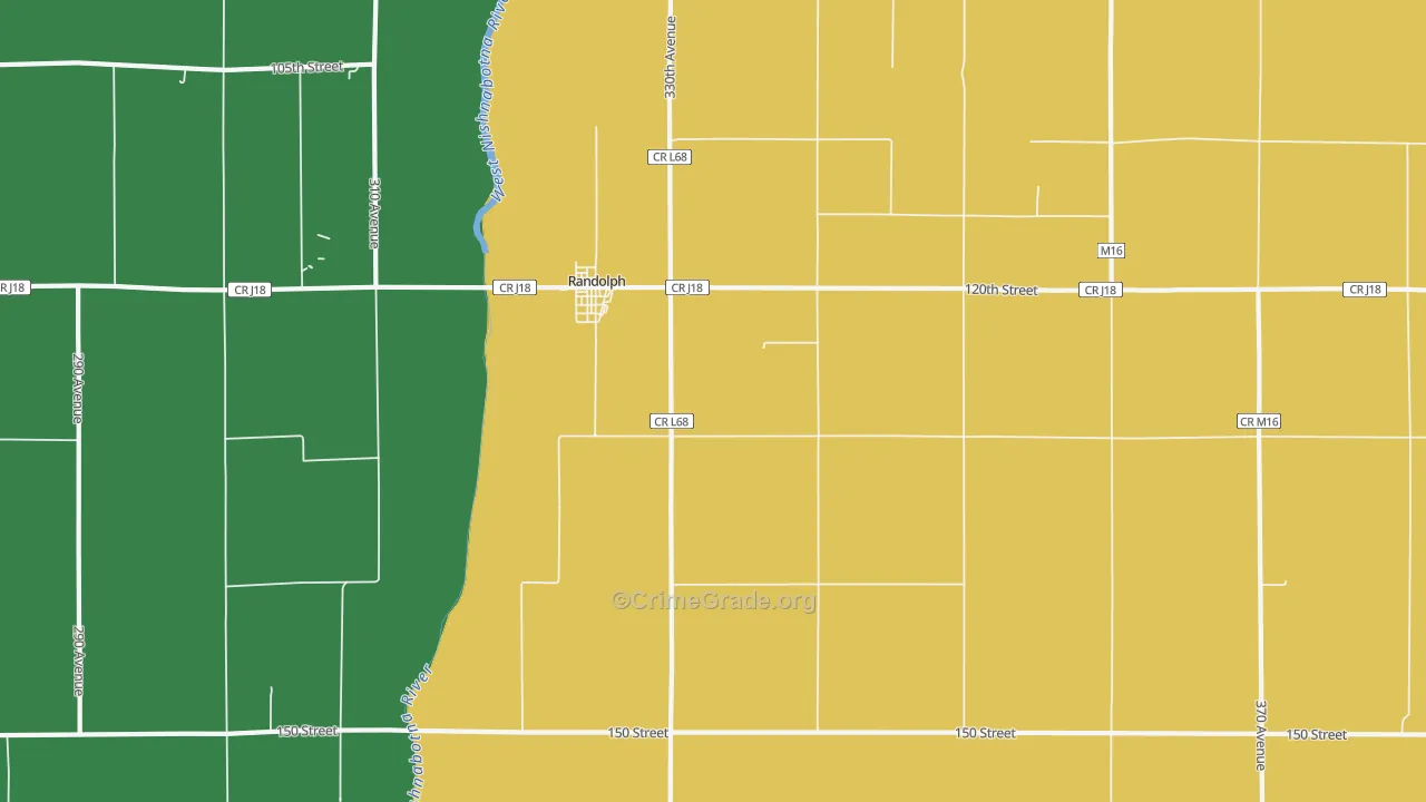 Randolph, IA Map of Vehicle Theft Rates