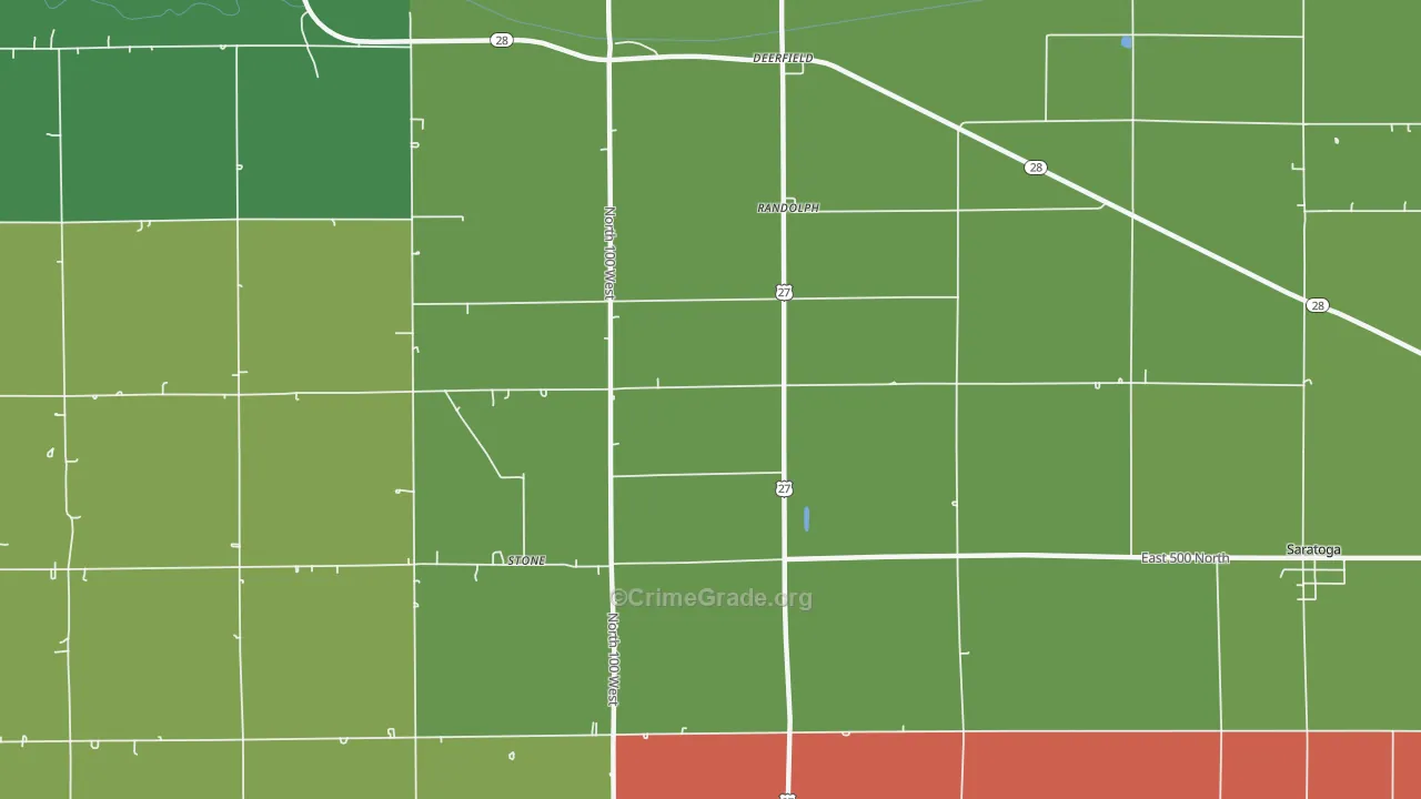 Randolph, IN Map of Vehicle Theft Rates