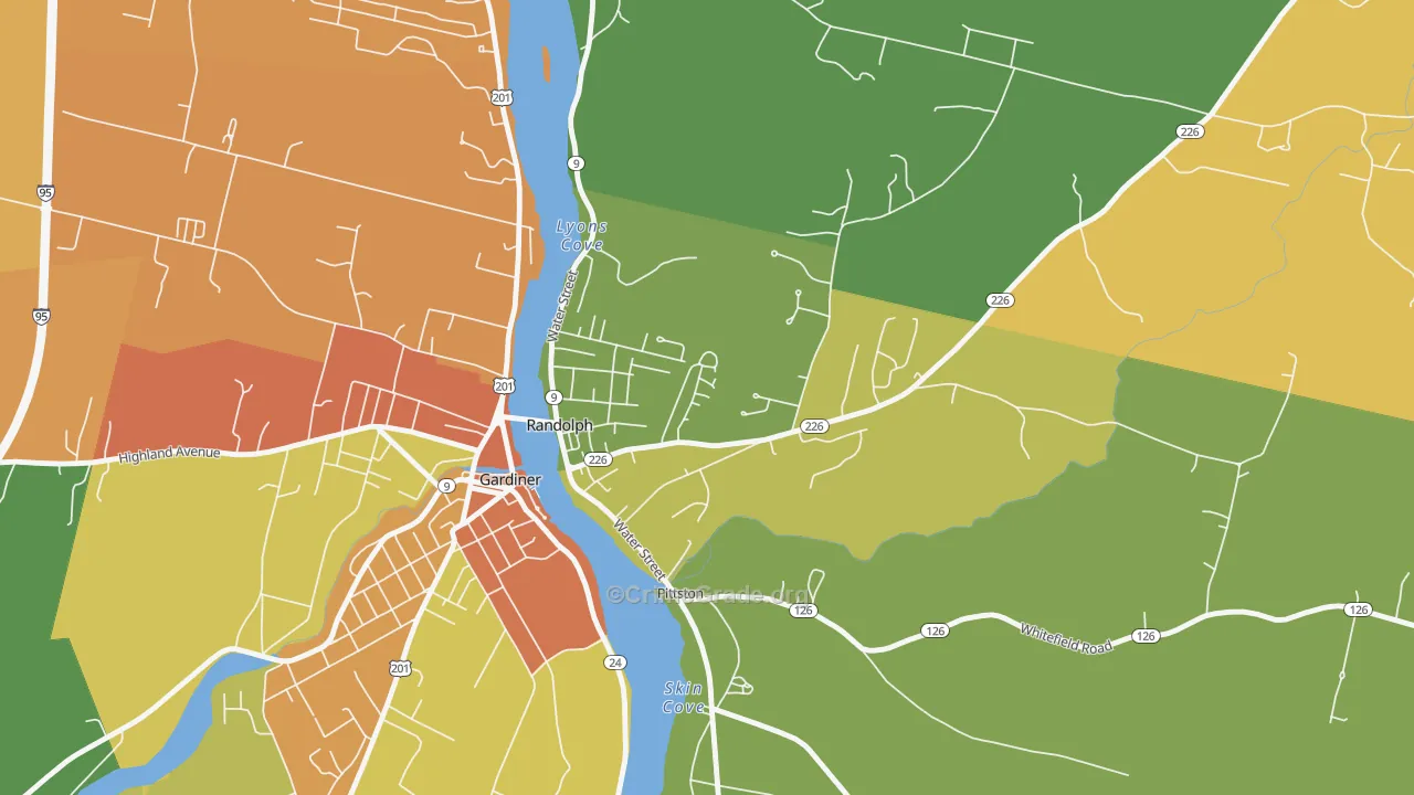 Randolph, ME Map of Vehicle Theft Rates