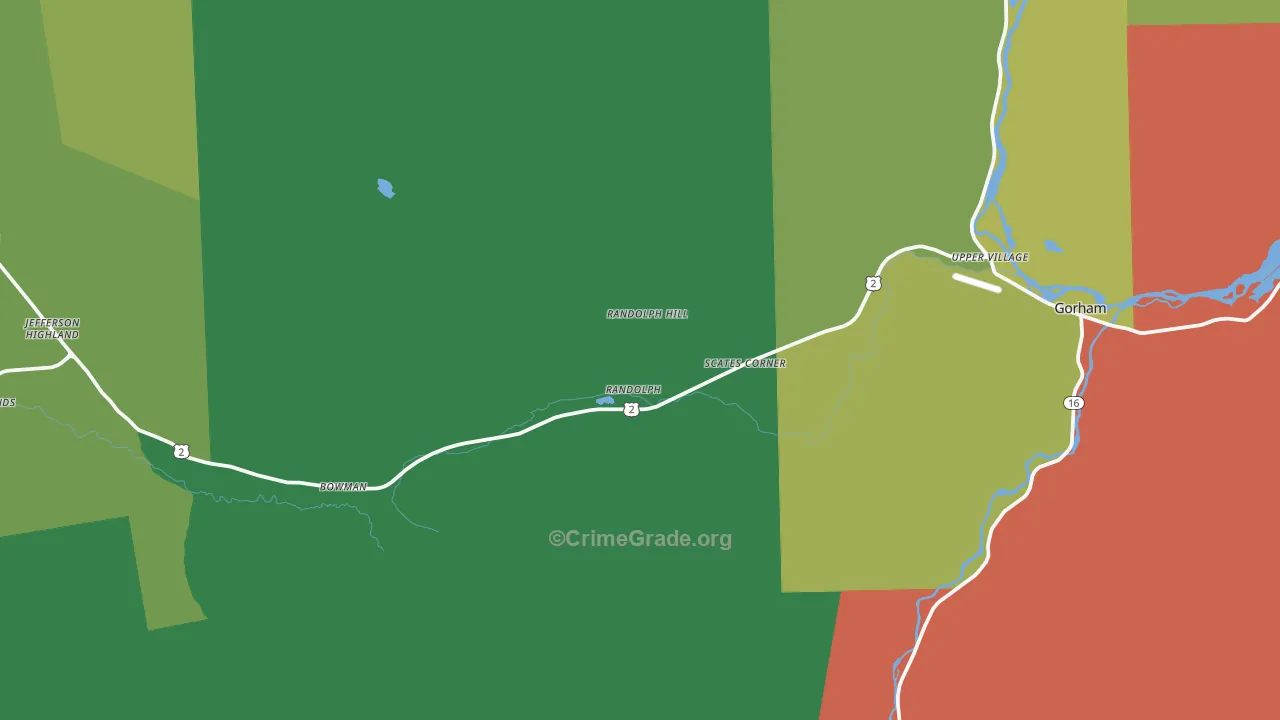Randolph, NH Map of Vehicle Theft Rates