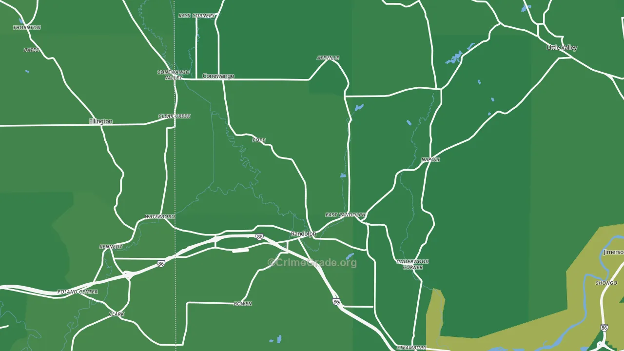 Randolph, NY Map of Vehicle Theft Rates