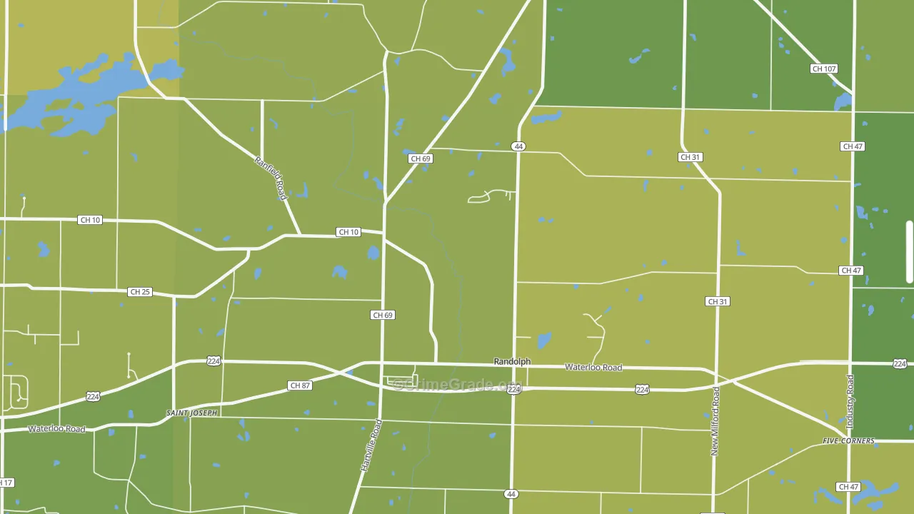 Randolph, OH Map of Vehicle Theft Rates