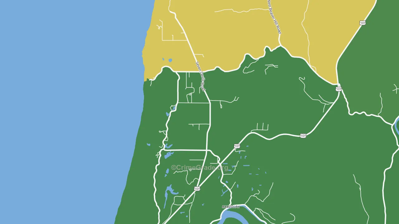 Randolph, OR Map of Vehicle Theft Rates