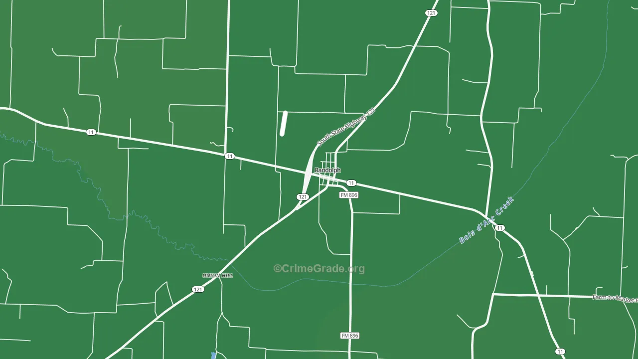 Randolph, TX Map of Vehicle Theft Rates