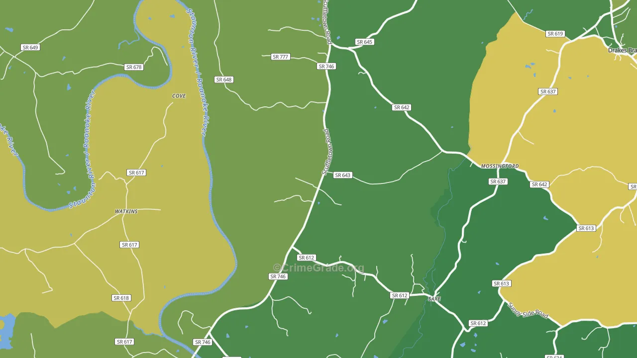 Randolph, VA Map of Vehicle Theft Rates