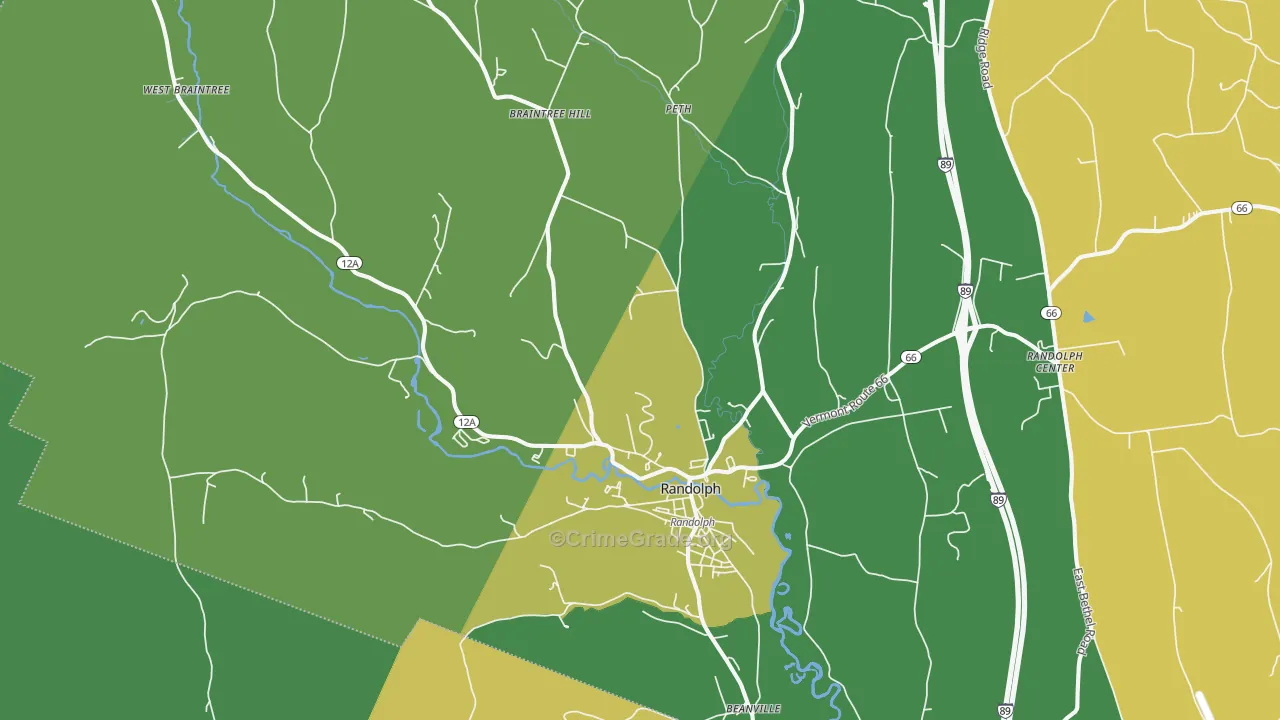 Randolph, VT Map of Vehicle Theft Rates