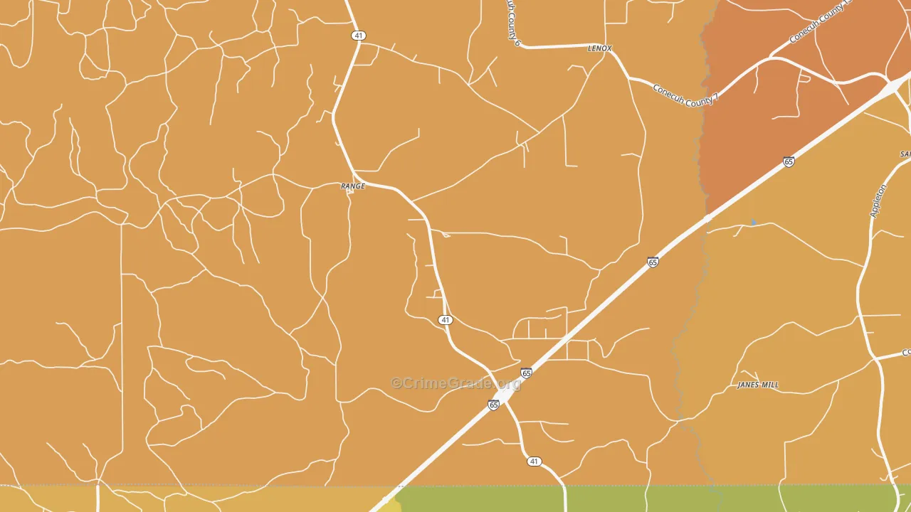 Range, AL Map of Vehicle Theft Rates