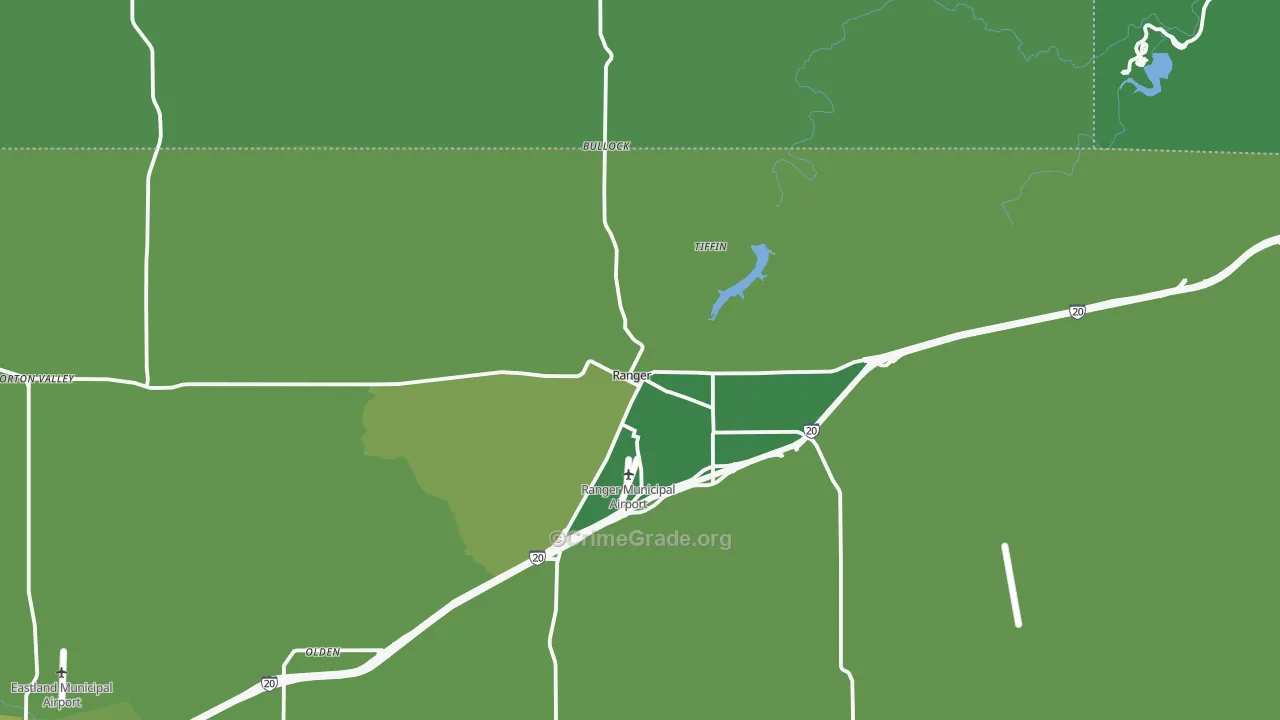 Ranger, TX Map of Vehicle Theft Rates