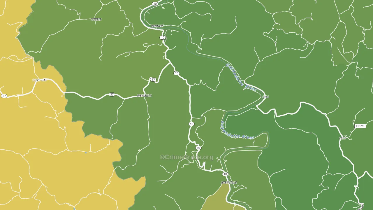 Ranger, WV Map of Vehicle Theft Rates