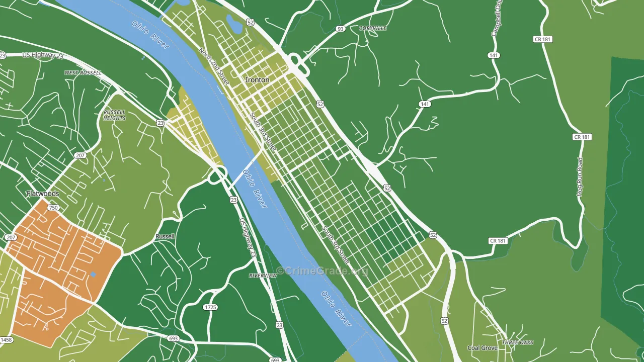 Rankin Historic District, Ironton, OH Map of Vehicle Theft Rates