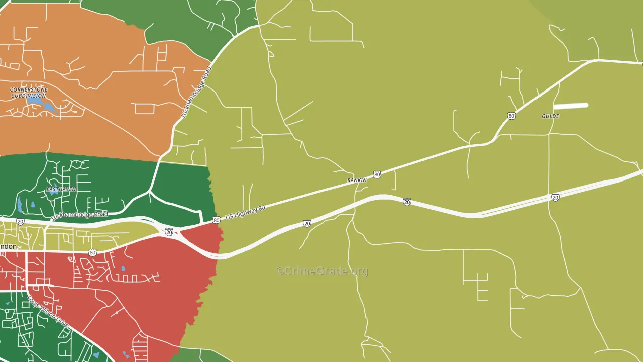 Rankin, MS Map of Vehicle Theft Rates