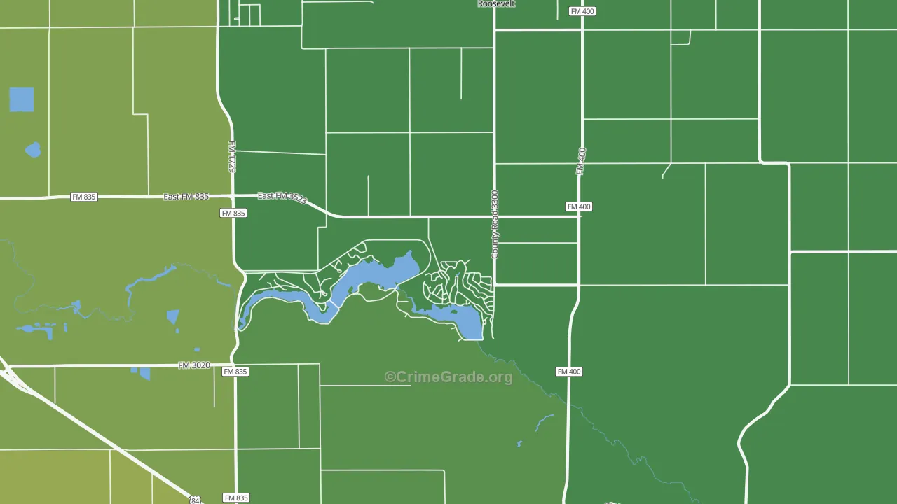 Ransom Canyon, TX Map of Vehicle Theft Rates