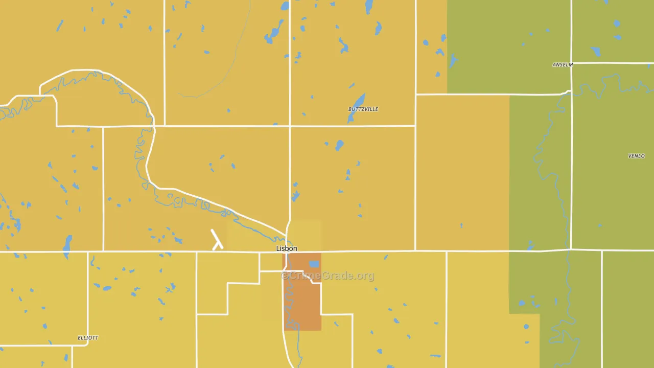 Ransom County, ND Map of Vehicle Theft Rates