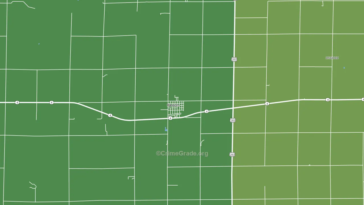 Ransom, KS Map of Vehicle Theft Rates