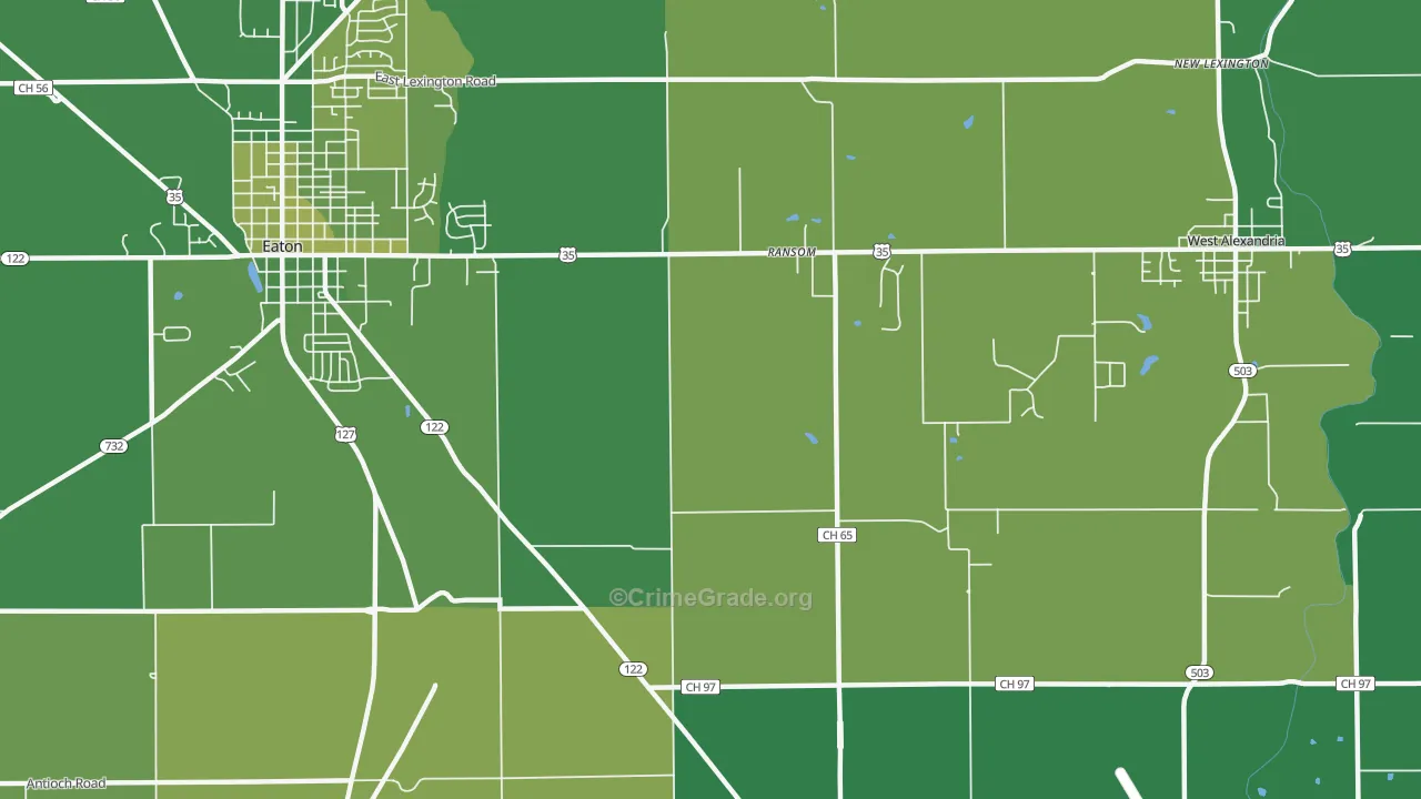Ransom, OH Map of Vehicle Theft Rates