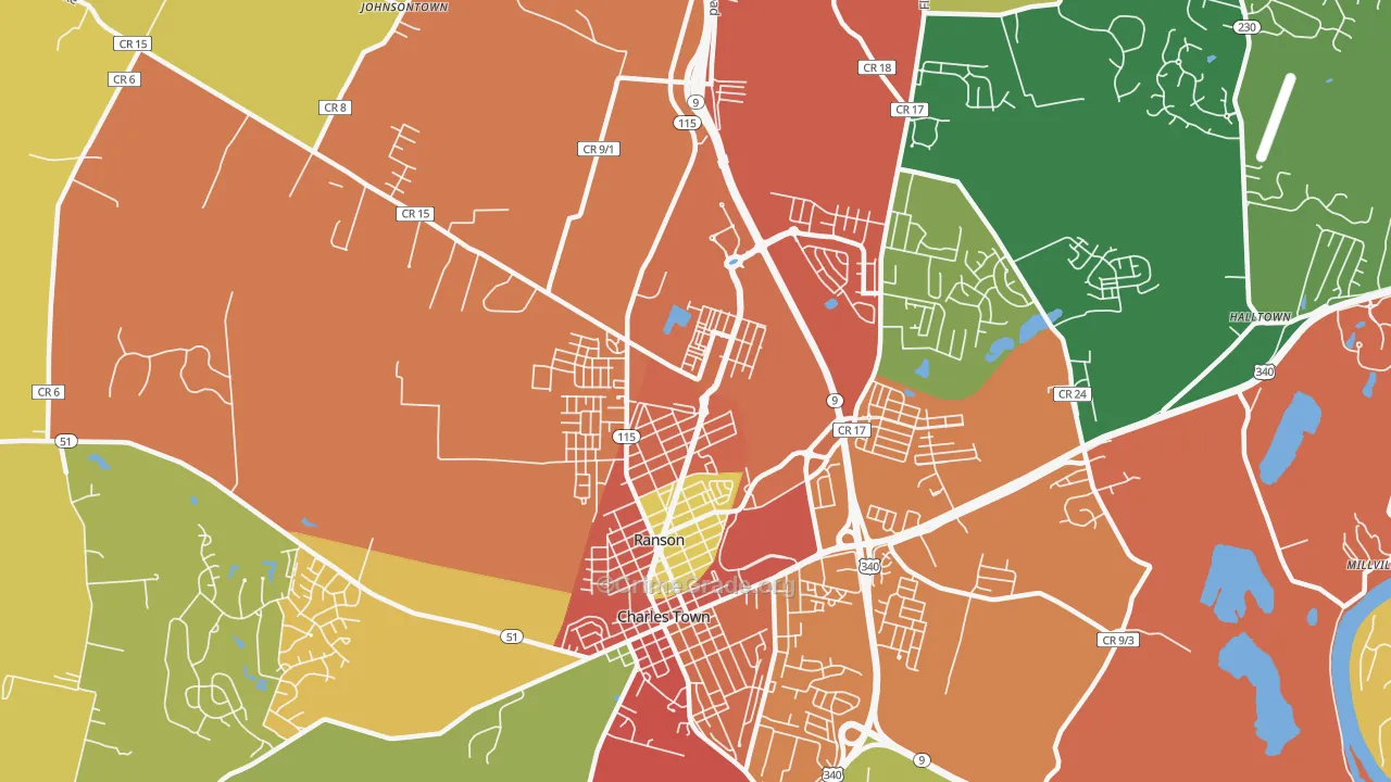 Ranson, WV Map of Vehicle Theft Rates