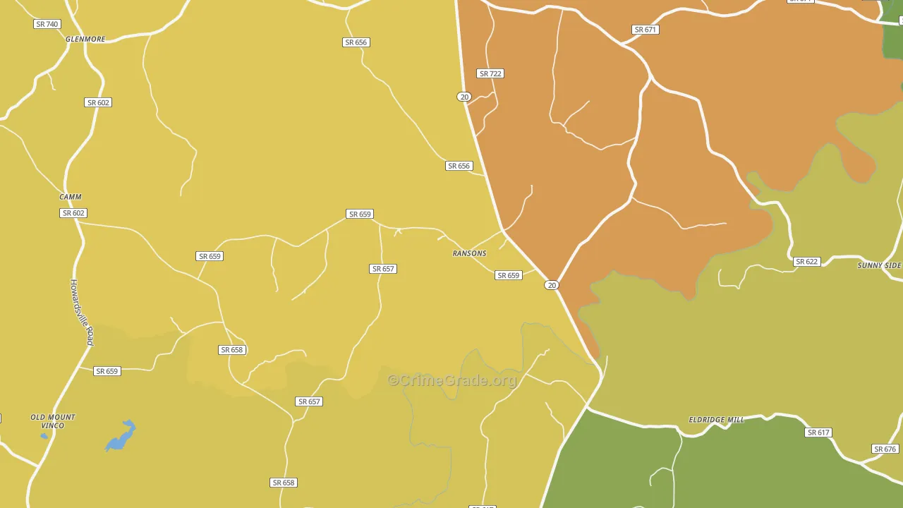 Ransons, VA Map of Vehicle Theft Rates
