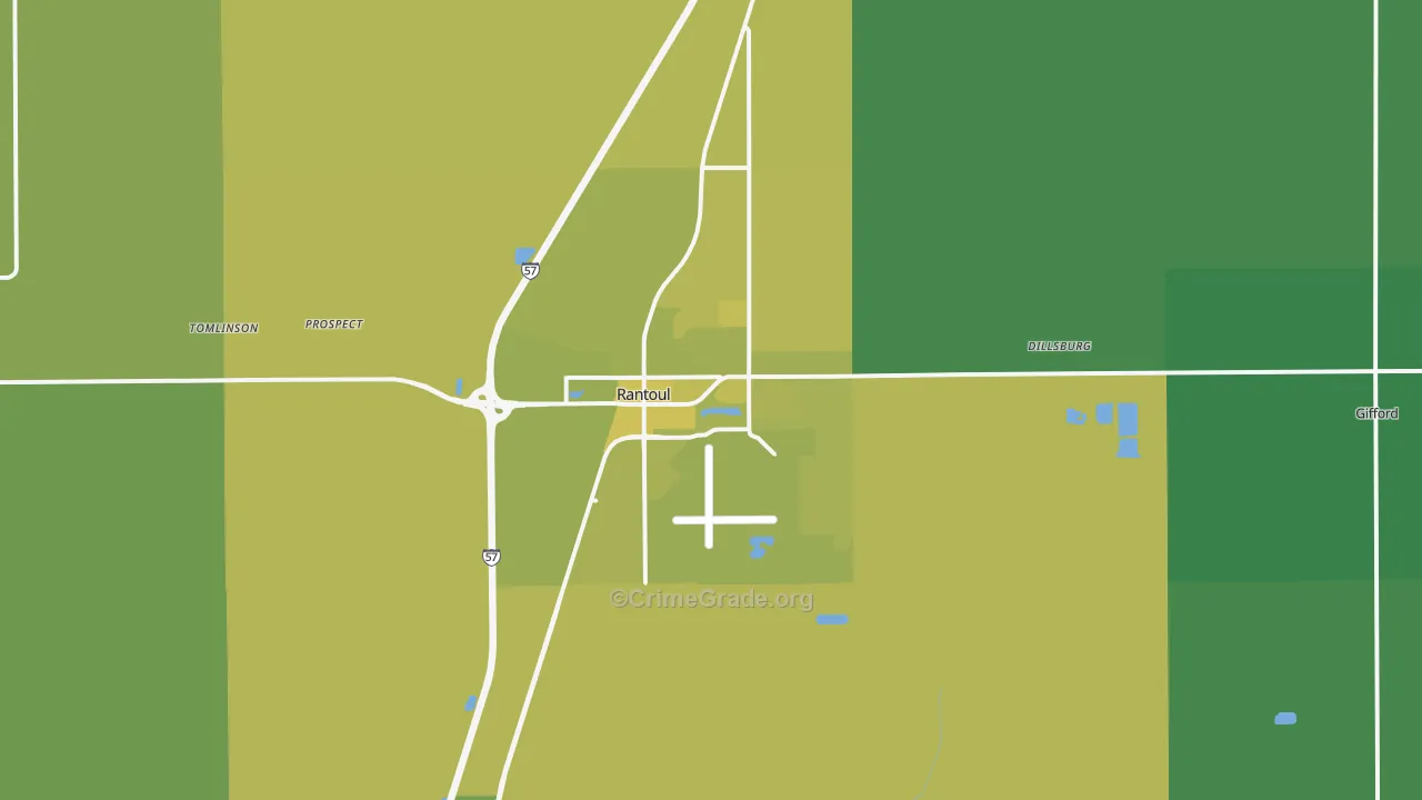 Rantoul, IL Map of Vehicle Theft Rates