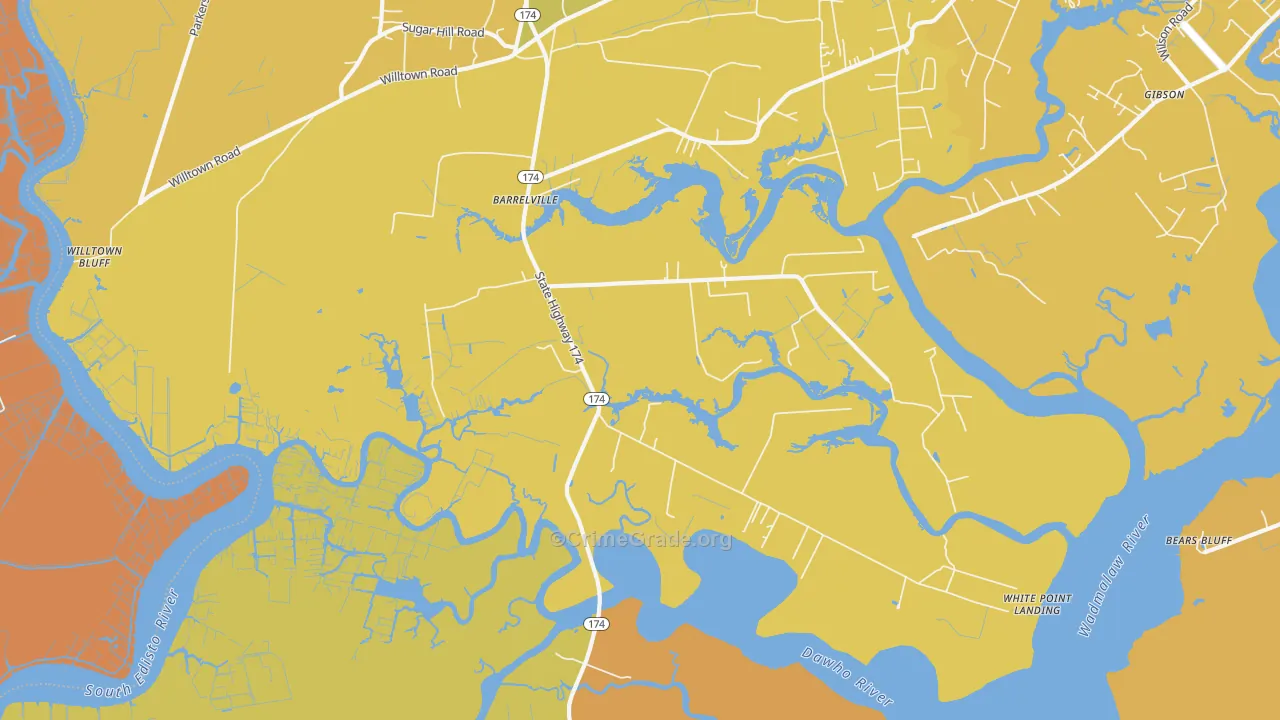 Rantowles, SC Map of Vehicle Theft Rates