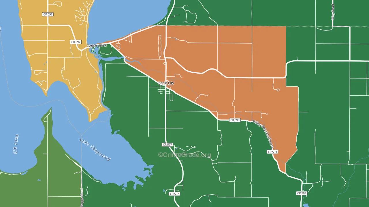 Rapid City, MI Map of Vehicle Theft Rates