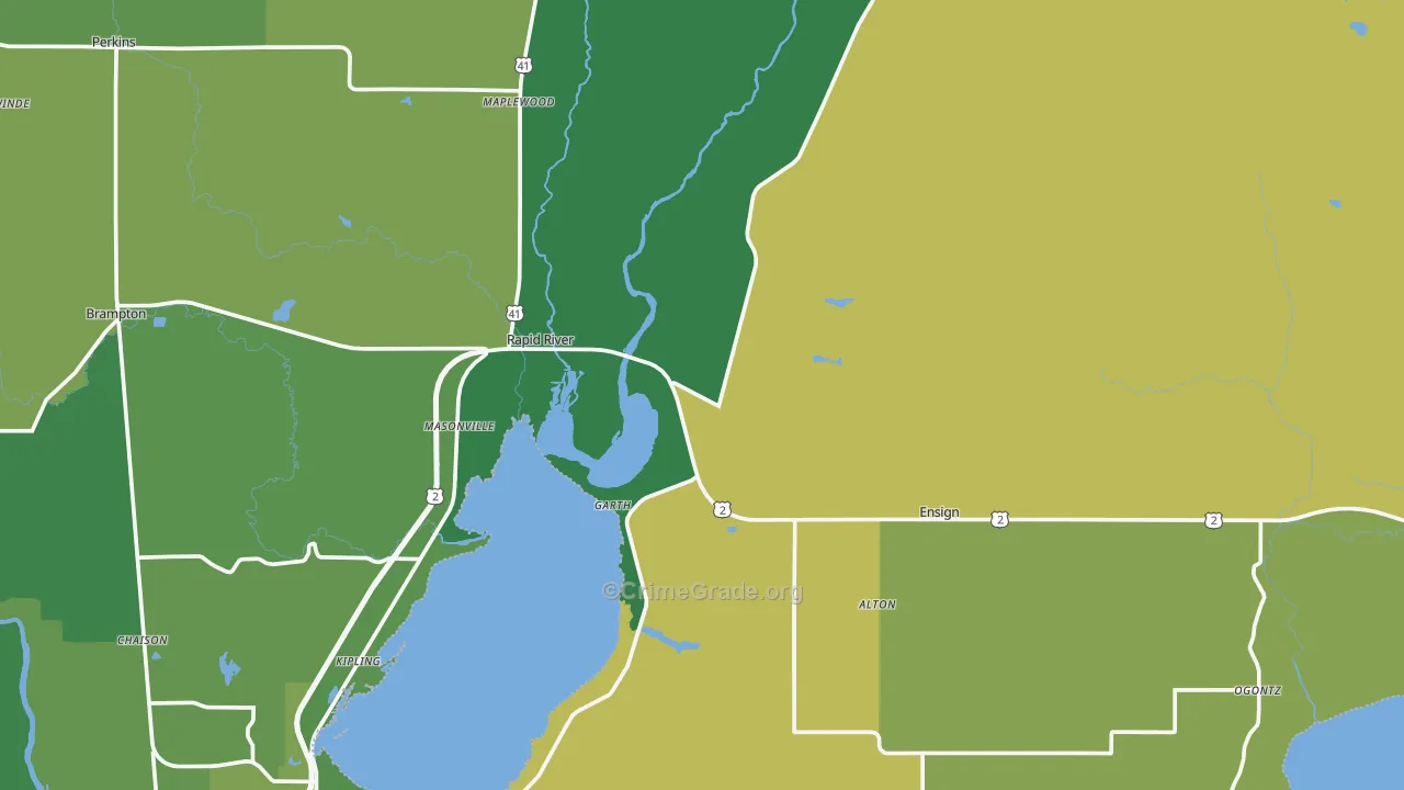 Rapid River, MI Map of Vehicle Theft Rates