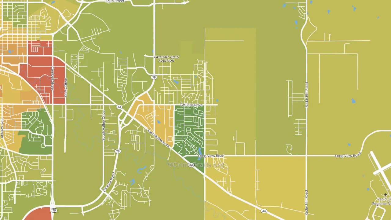 Rapid Valley, SD Map of Vehicle Theft Rates