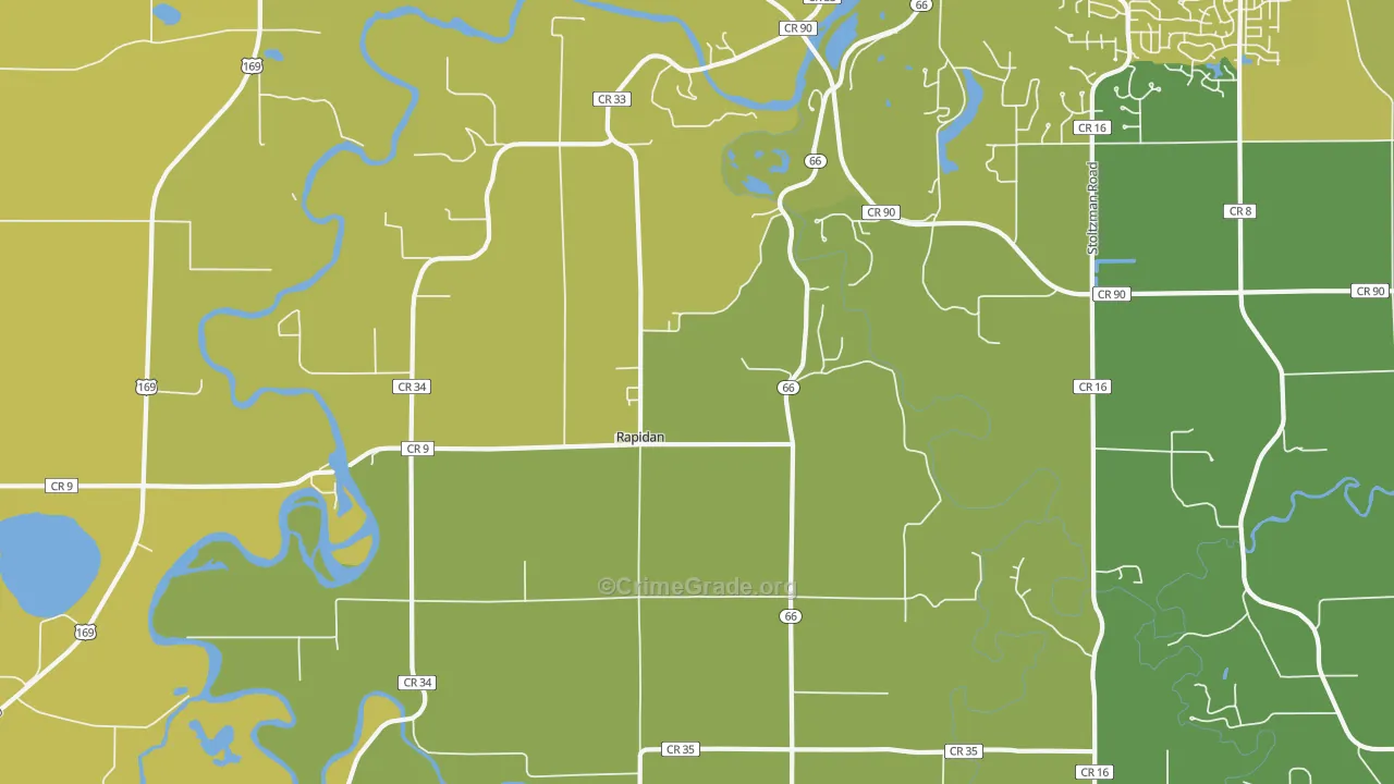 Rapidan, MN Map of Vehicle Theft Rates