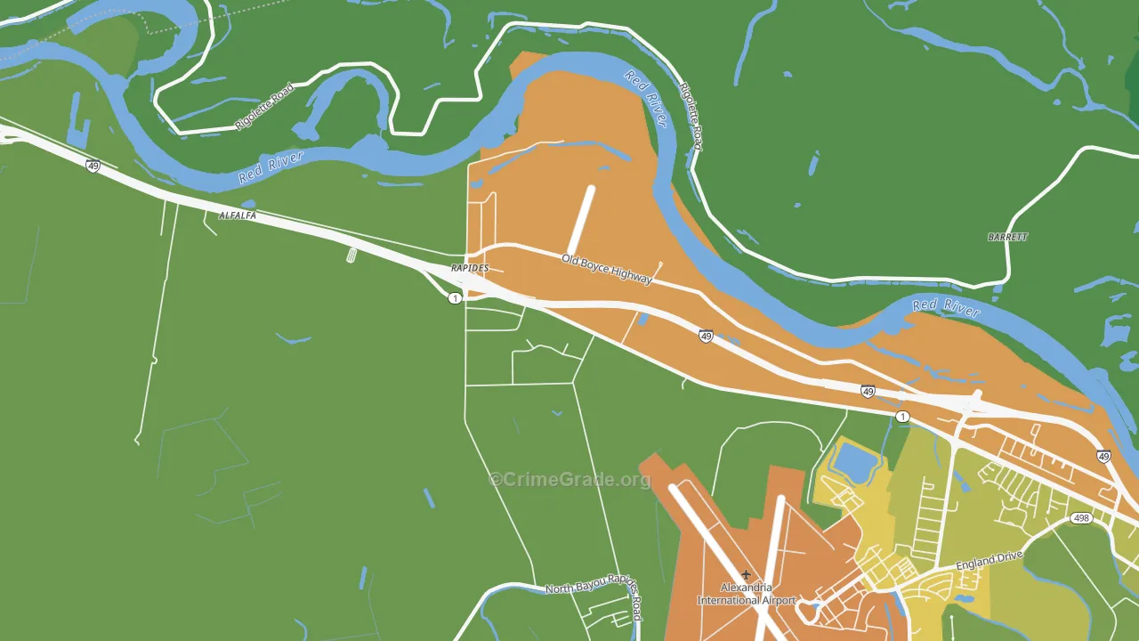 Rapides, LA Map of Vehicle Theft Rates