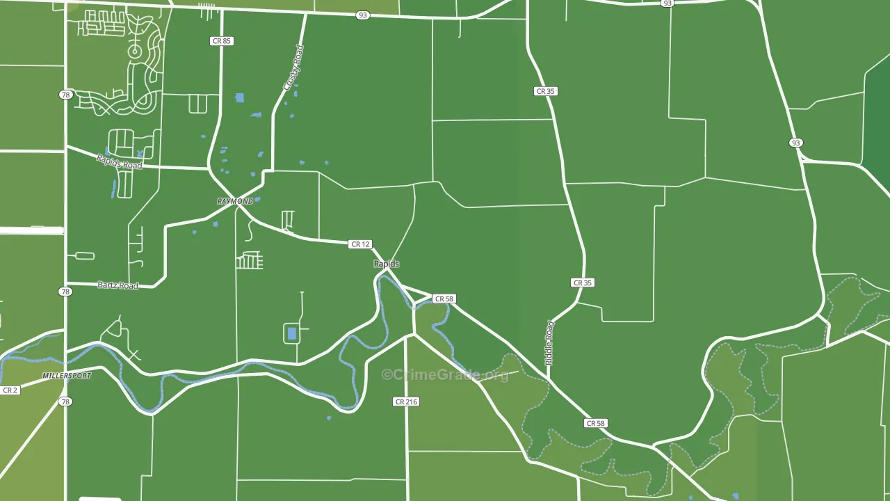 Rapids, NY Map of Vehicle Theft Rates