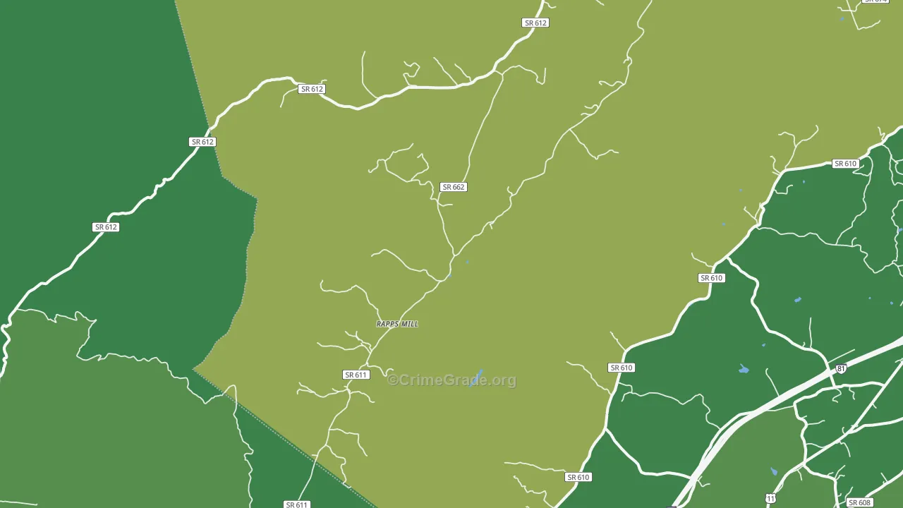 Rapps Mill, VA Map of Vehicle Theft Rates