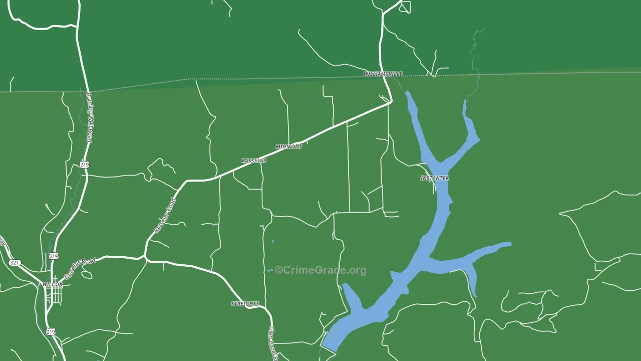 Rasselas, PA Map of Vehicle Theft Rates