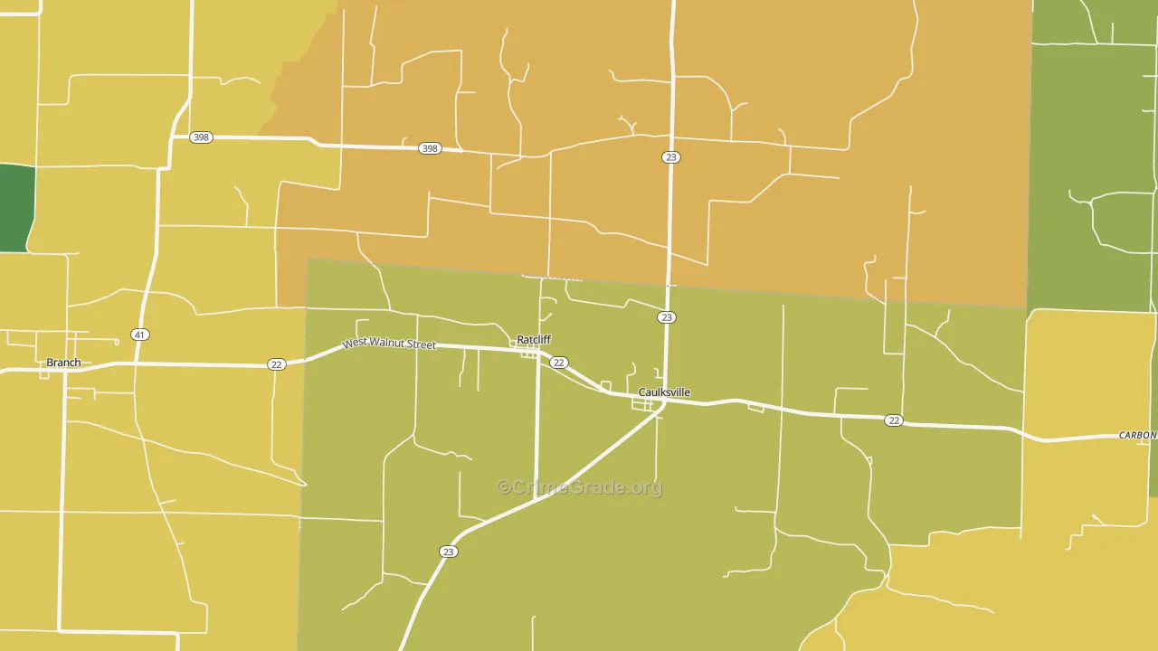 Ratcliff, AR Map of Vehicle Theft Rates