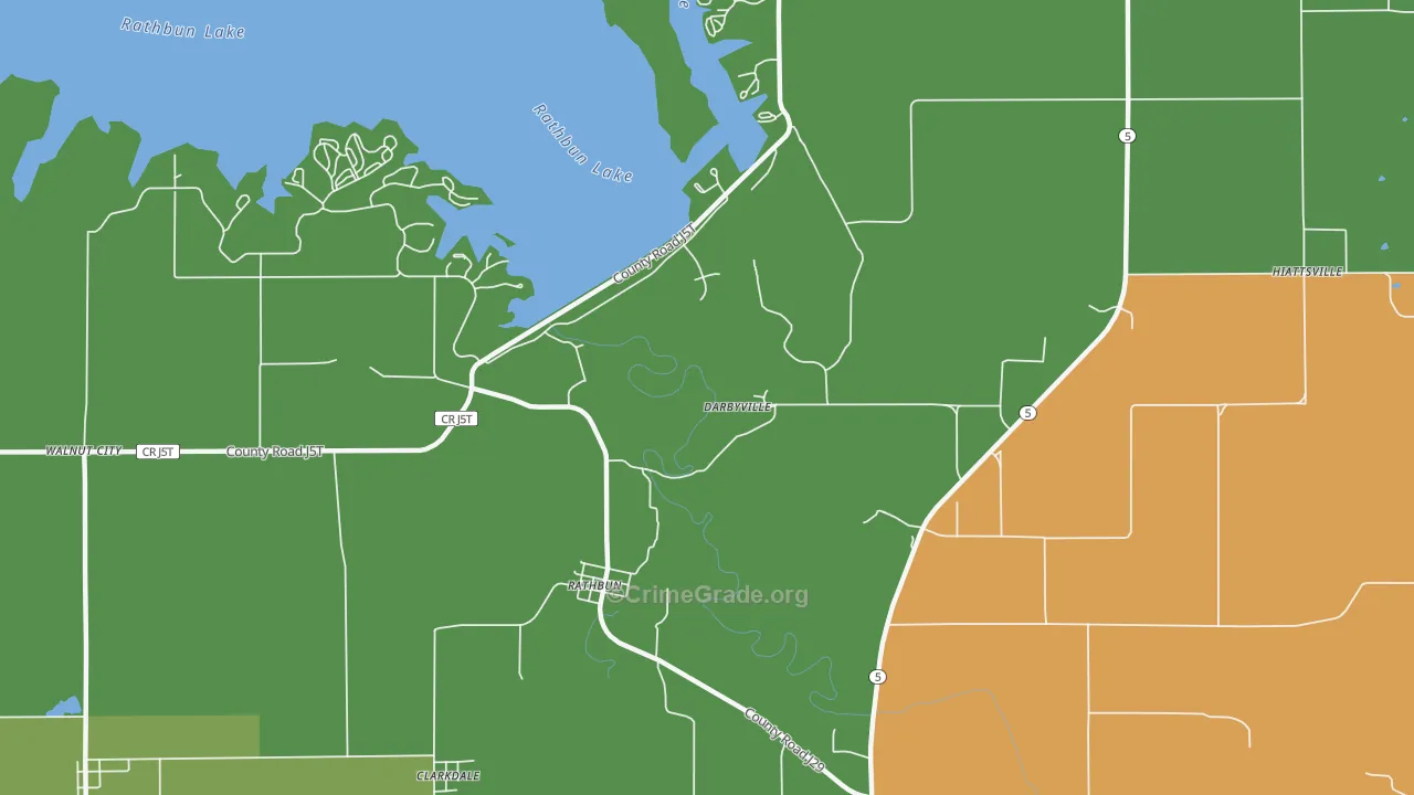 Rathbun, IA Map of Vehicle Theft Rates