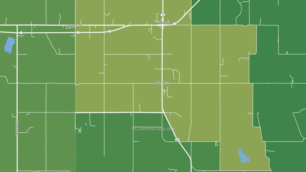 Ratliff City, OK Map of Vehicle Theft Rates