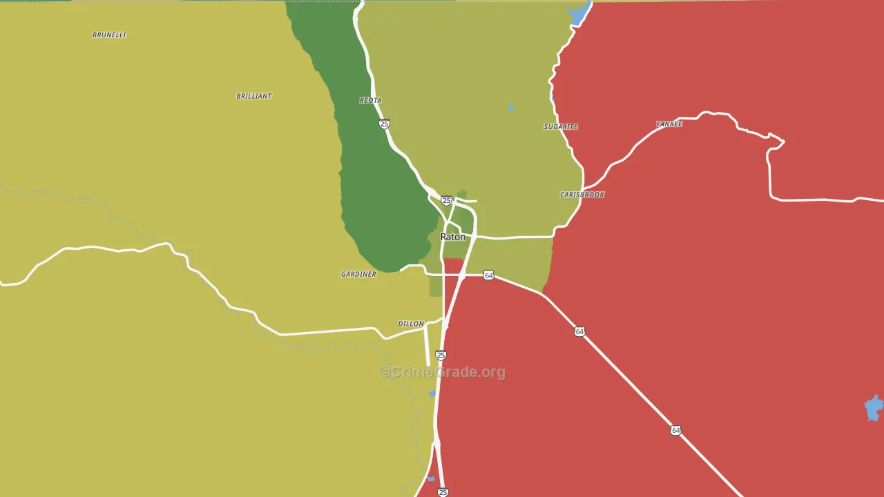Raton, NM Map of Vehicle Theft Rates