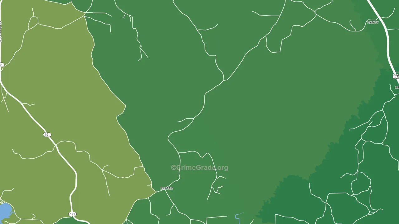 Rattan, LA Map of Vehicle Theft Rates