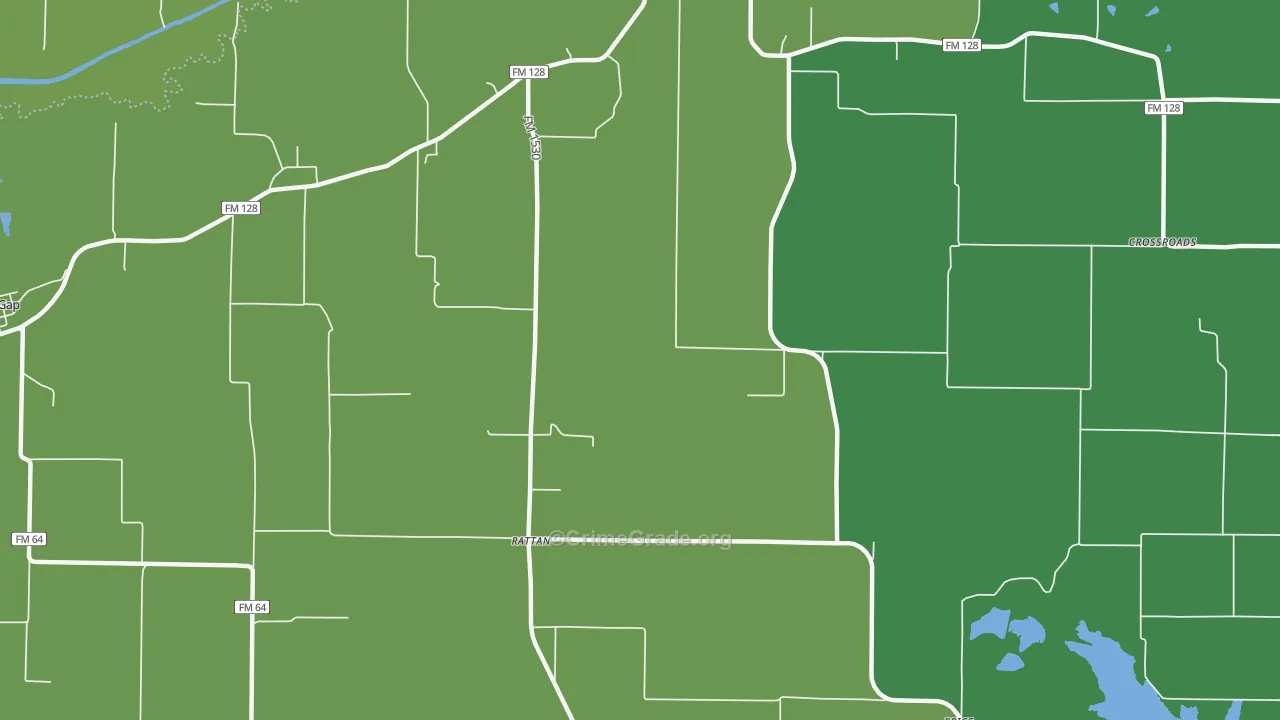 Rattan, TX Map of Vehicle Theft Rates